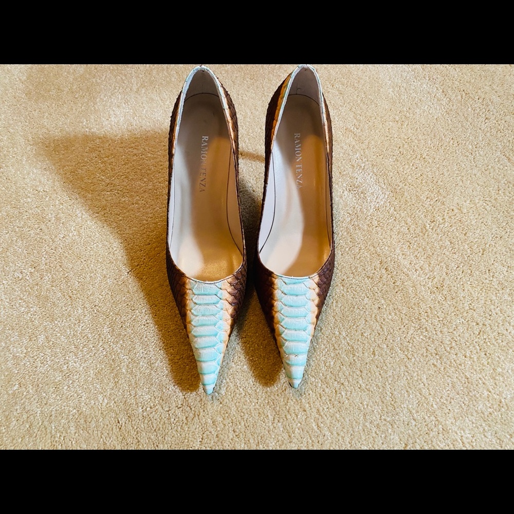 Ramon Tenza Designer Snakeskin Ombré Heels